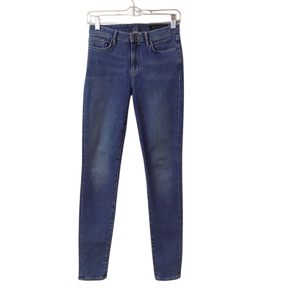 AllSaints Grace Mid Rise Skinny Jeans 4 27"X29.5" Women Blue Denim Preppy Casual